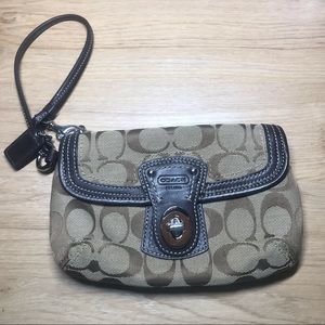 Coach brown signature wristlet